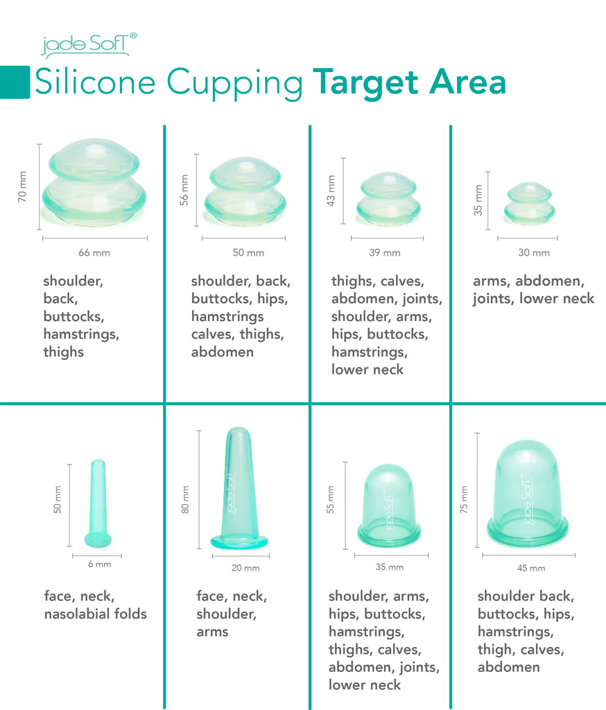 Jade Soft® Body and face massage silicone cupping set 12pcs