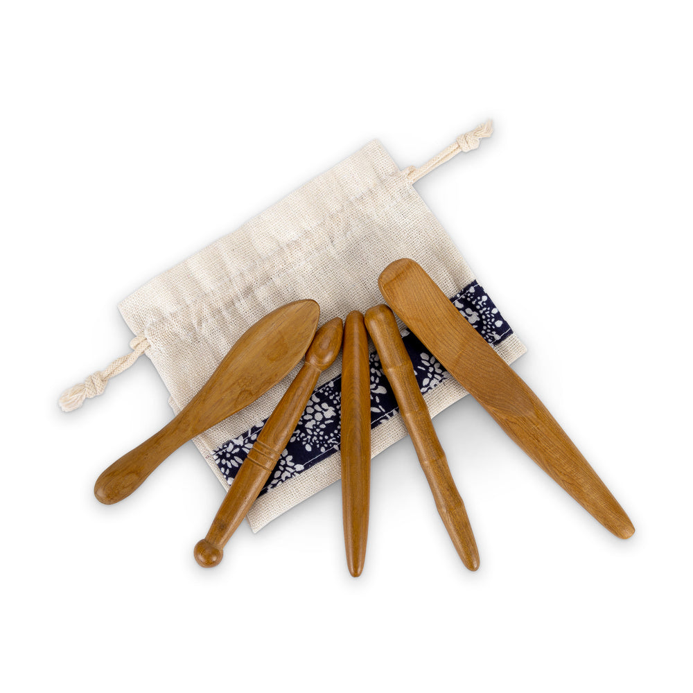 Fragrant wood trigger point massage, reflexology tools 5pcs