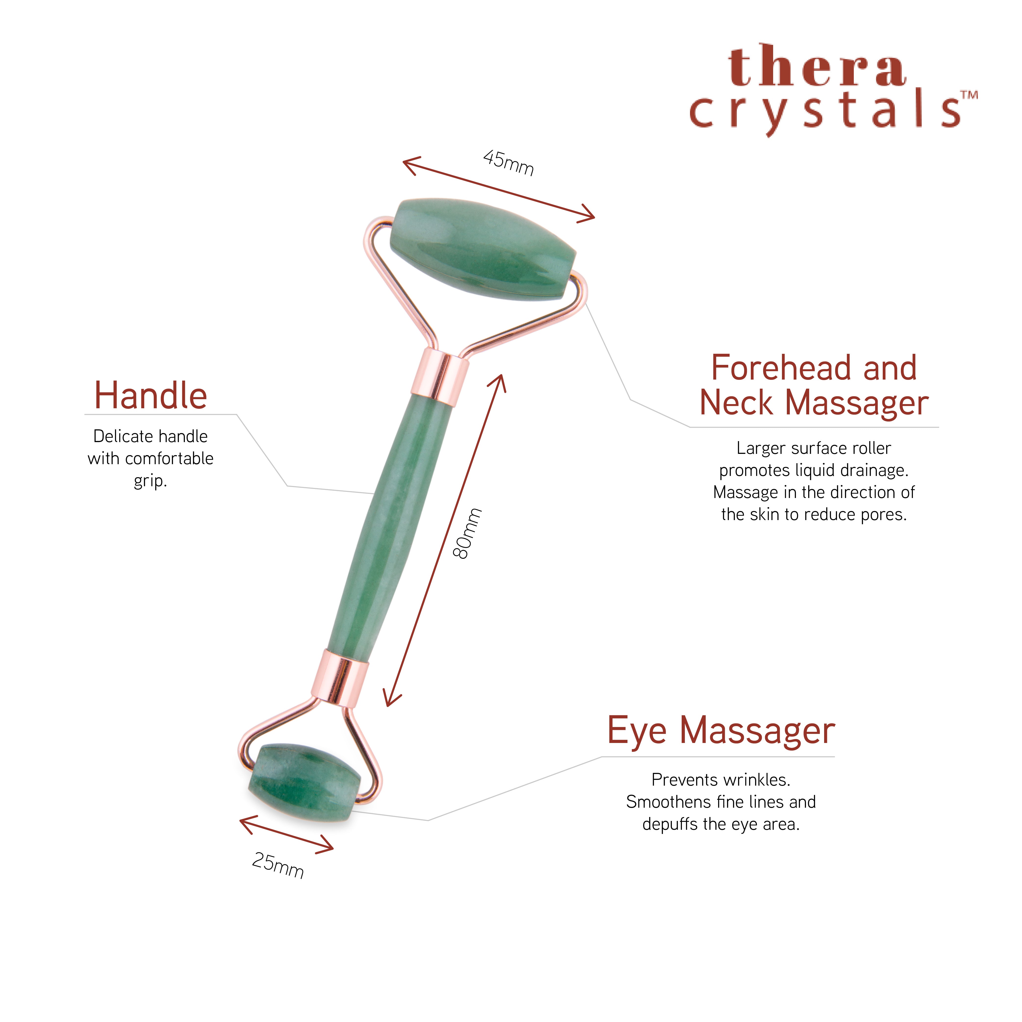 Green Aventurine Jade Facial Roller Thera Crystals®
