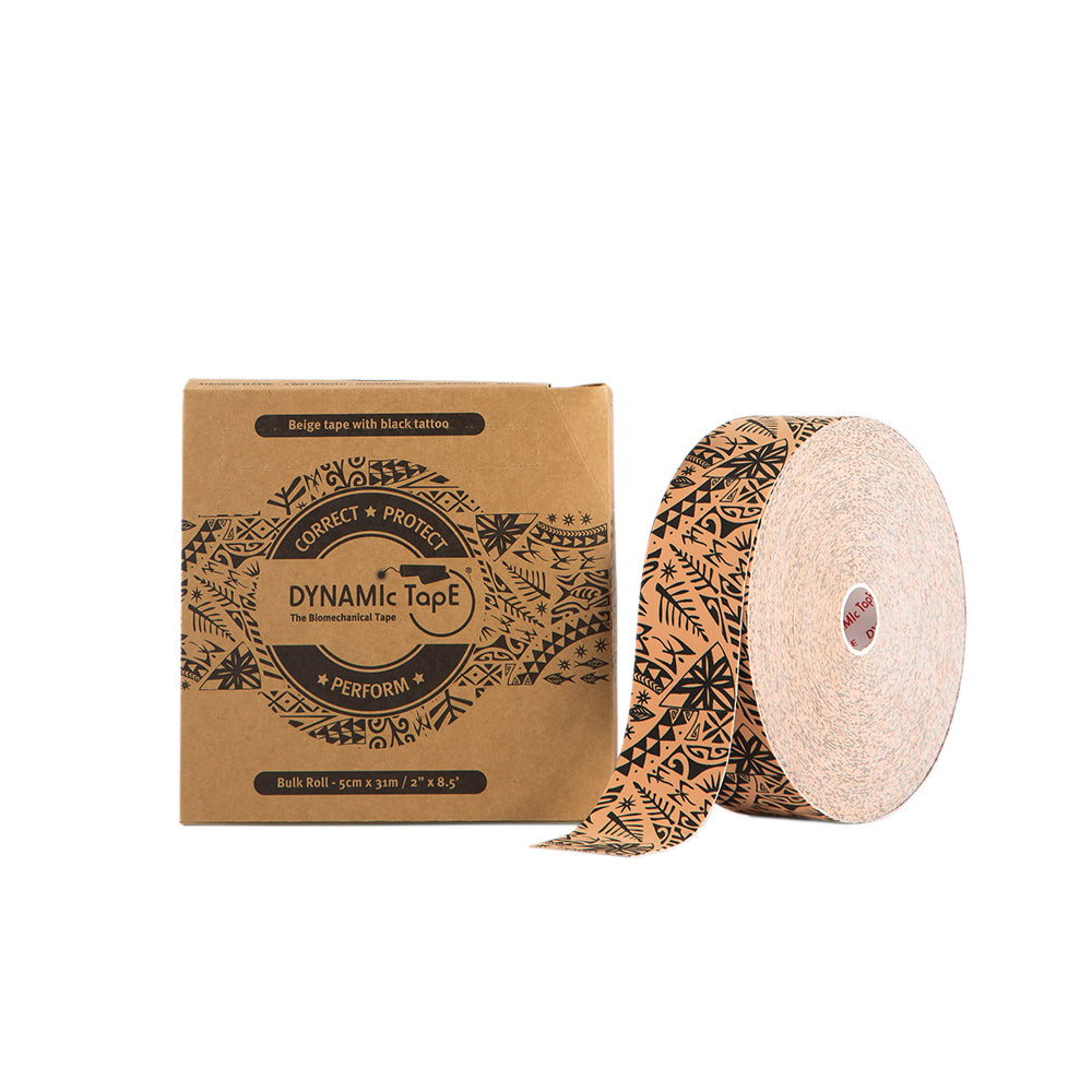 Dynamic Tape Beige with Black Tattoo 5cm x 31m - Bulk Roll