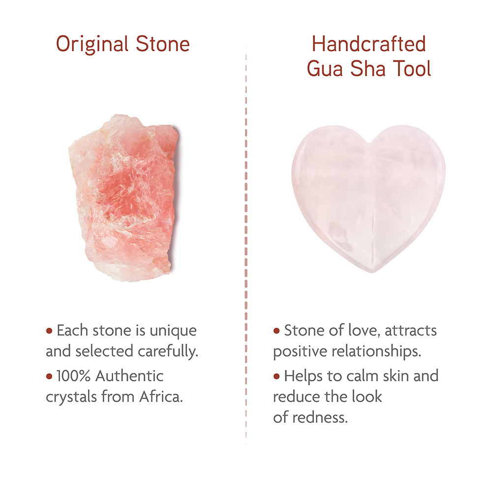 Rose Quartz Gua Sha Sculpture (Heart Shape) - Thera Crystals®