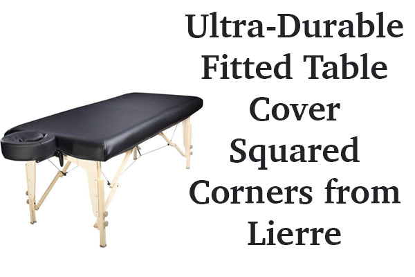 Ultra-durable fitted table cover squared corners from Lierre.ca Canada