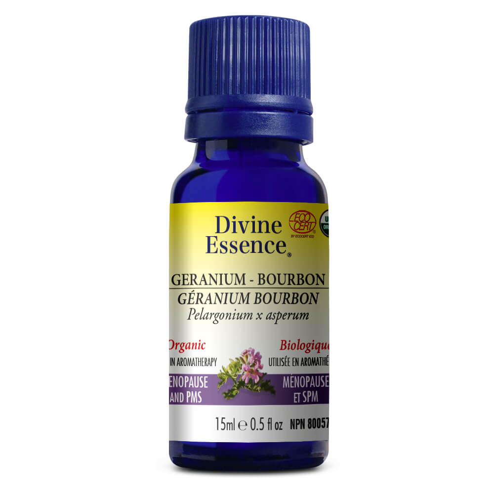 Huile essentielle biologique de Géranium Bourbon 15ml, DIVINE ESSENCE