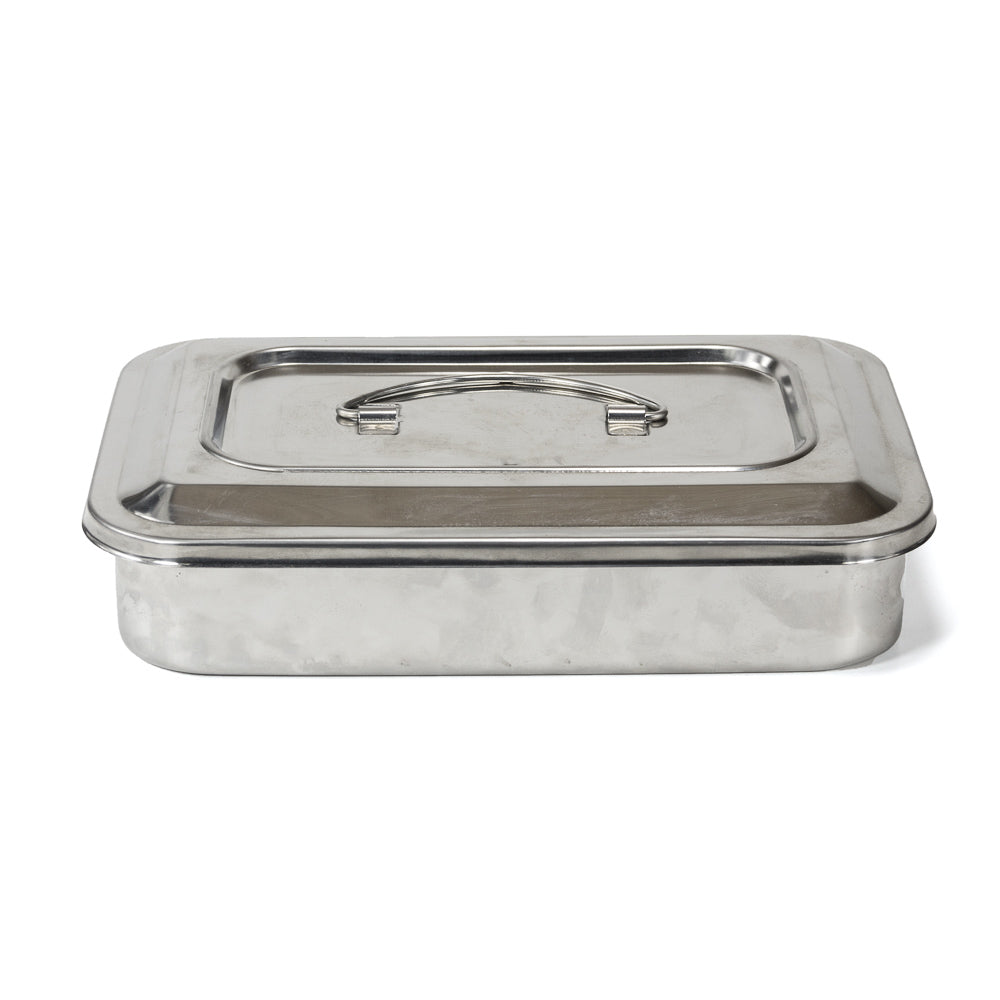 Stainless steel instrument tray with lid