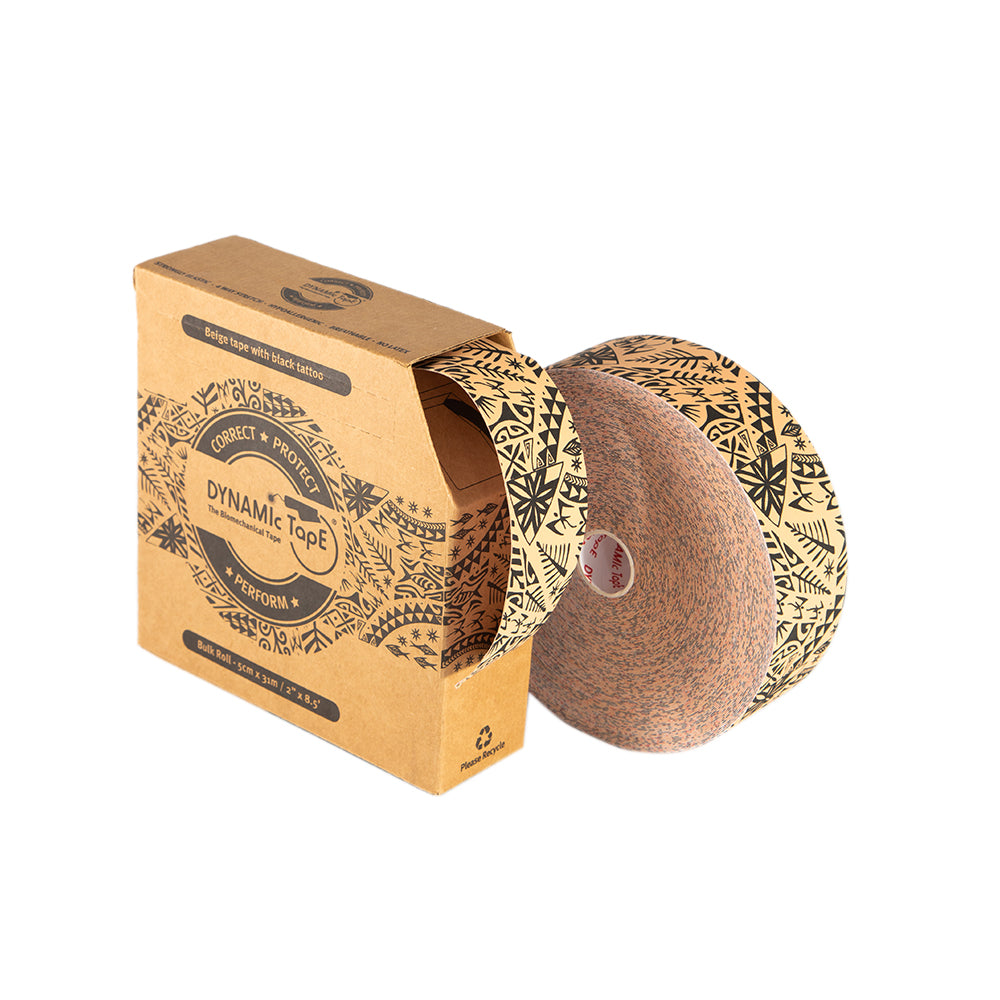 Dynamic Tape Beige with Black Tattoo 5cm x 31m - Bulk Roll