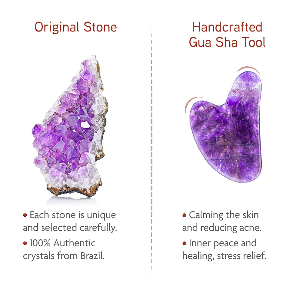 Amethyst Gua Sha Facial Tool (Heart shape) Thera Crystals®