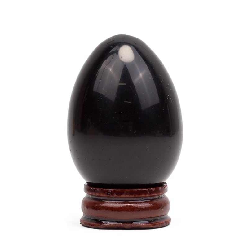 Natural Handcarved Black Obsidian Gemstone Egg