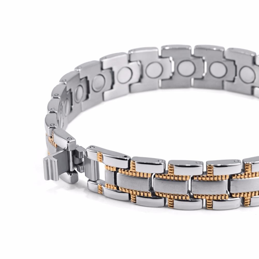 Silver and Gold Magnetic Therapy Bracelet