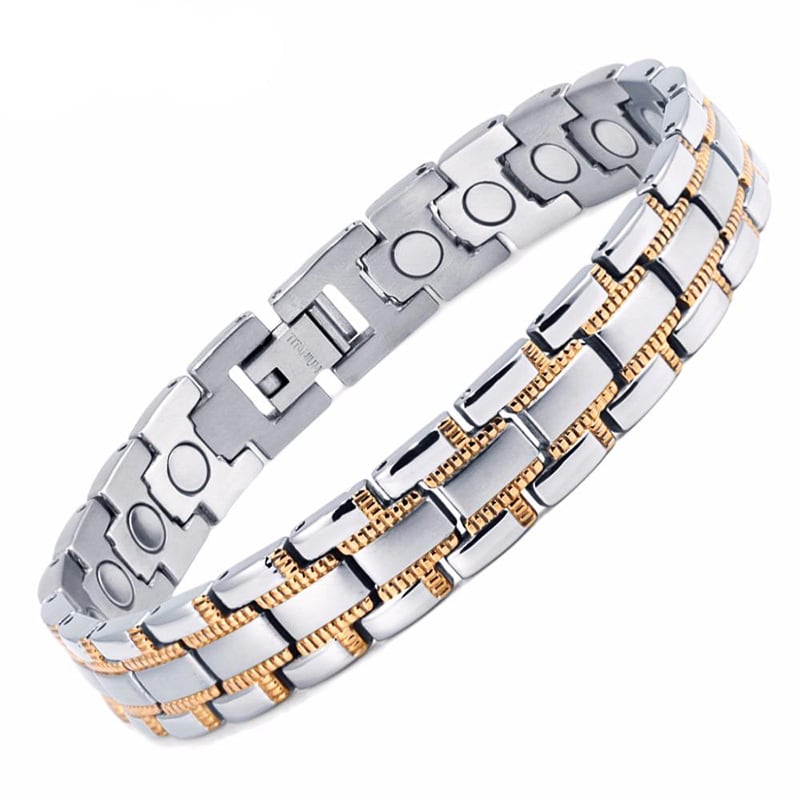 Silver and Gold Magnetic Therapy Bracelet