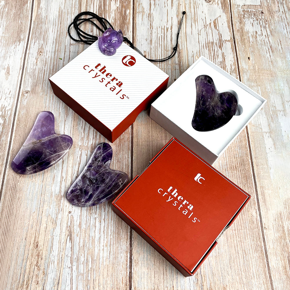 Amethyst Gua Sha Facial Tool (Heart shape) Thera Crystals®