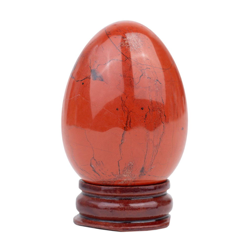 Natural Handcarved Red Jasper Gemstone Egg